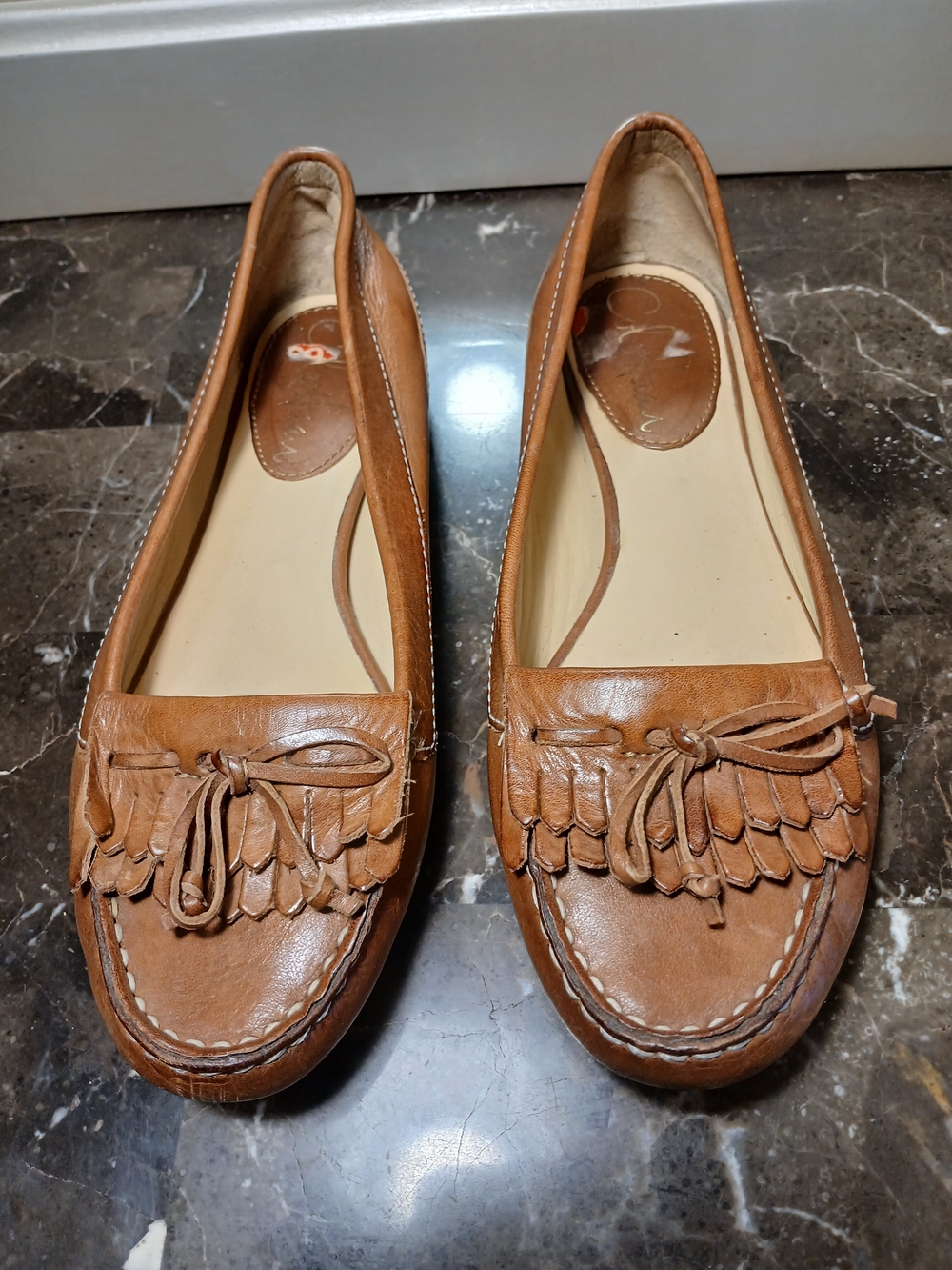 Cole Haan Cognac Leather Tassel Fringe Loafers